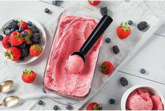 HIC Kitchen Non-Stick Anti-Freeze Ice Cream Scoop, Easy Release Non Toxic Self Defrosting Handle, For Frozen Desserts, Set of 2