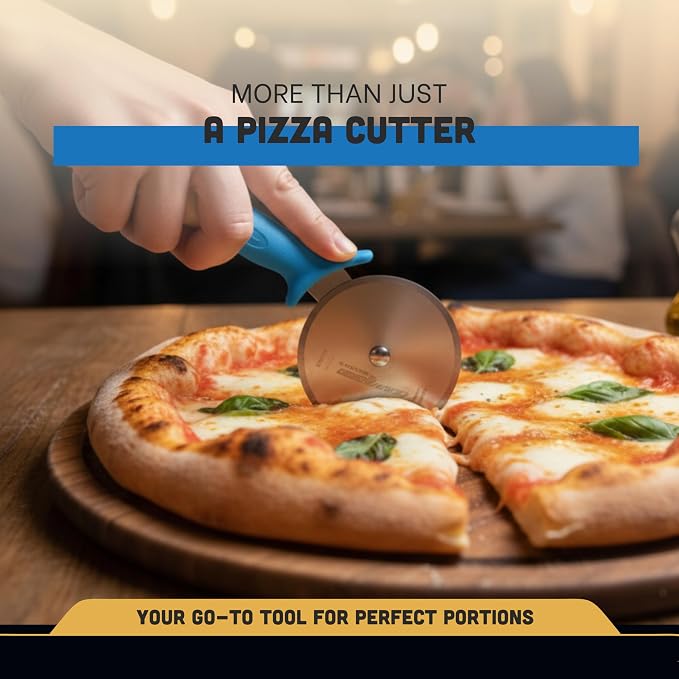 Dexter-Russell P177AH 4-Inch Pizza Cutter with High-Heat Blue Handle | DEXSTEEL® Stain-Free High Carbon Steel Blade | Commercial Grade, Dishwasher Safe
