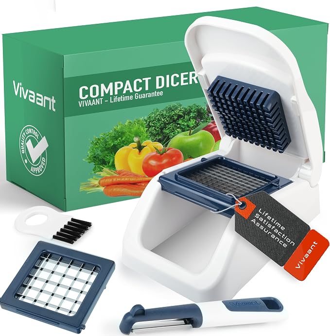 Vivaant Compact Mini Dicer - Perfect for Quickly Cubing and Dicing Vegetables, Vegetable Chopper and Cutter with Manual Hand Chopper for Onions and Small Veggies