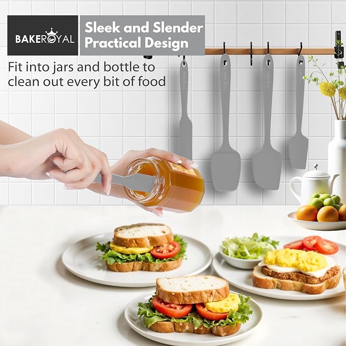 BakeRoyal Silicone Spatulas Set - Gray