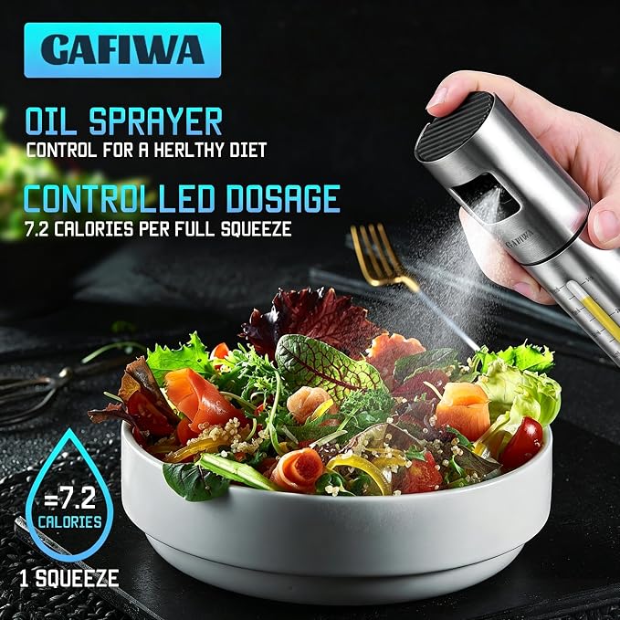 Advanced Olive Oil Sprayer for Cooking, Kitchen Avocado Oil Spray Bottles, Oil Mister Dispenser, 304 Stainless Steel Shell & Food-safe PP Plastic inner Bottle, 100ml, Leak-Proof and Portable.