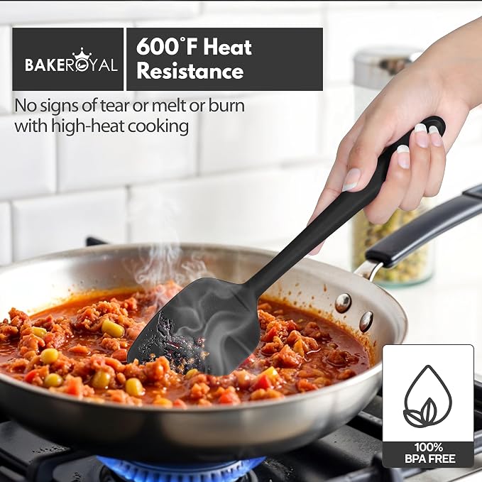 BakeRoyal Silicone Spatulas Set - Black