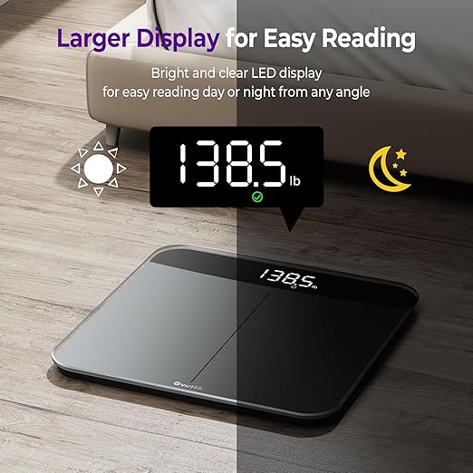 Bathroom Scales Digital Weight 450lb, Most Accurate to 0.05lb | Extra LED Display with Large Clear Numbers for Body Weighting, Baby, Pet, Elderly Home Use, Sturdy and Durable Base Machine