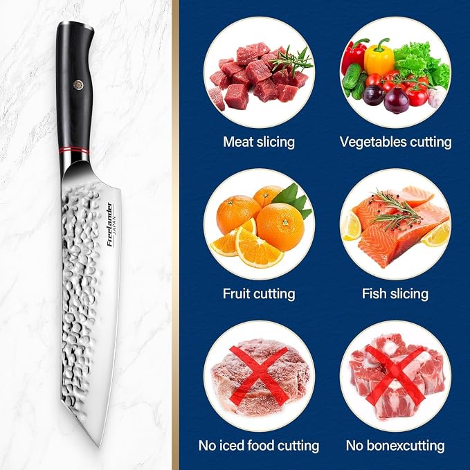 8 Inch Santoku Knife, High Carbon Stainless Steel Damascus Sushi Knife, Professional Sharp Japanese Chef Knife with Ergonomic Handle, Home & Kitchen - Ideal Gift for Home & Kitchen