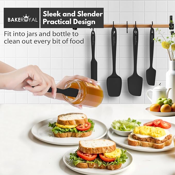 BakeRoyal Silicone Spatulas Set - Black