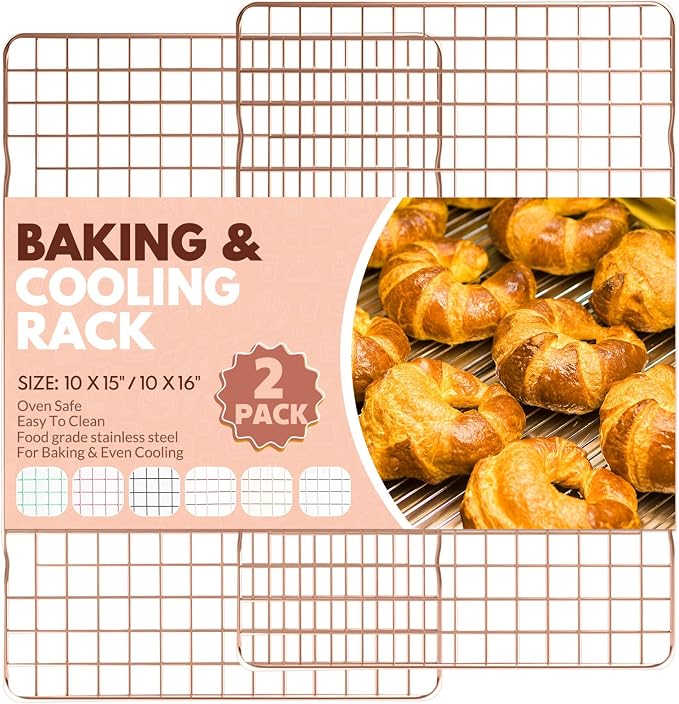 2 PCS Cooling Racks for Cooking and Baking, 15x10 Inches Stainless Steel Cooling Rack, Sheet Pan with Wire Rack for Baking Sheet, Bacon Rack Oven Safe Fits Jelly Roll Sheet Pan