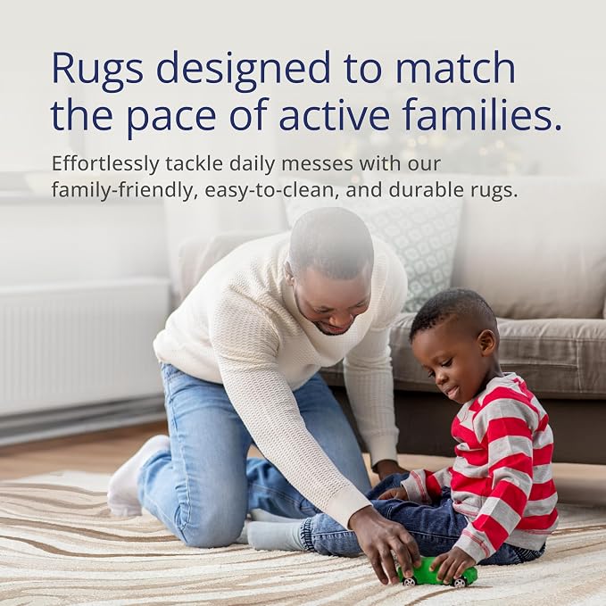 Abani Regal Beige Brown Swirl Lines Area Rug 6' x 9' for Living Room, Bedroom - Abstract Design - Durable & Washable