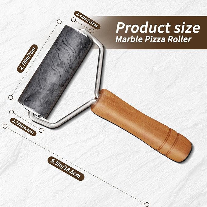 Small Marble Rolling Pin for Dough-Non-Stick T-shaped Hand Roller for Dough,Compact-Ideal for Home Bakers(Type B Black)