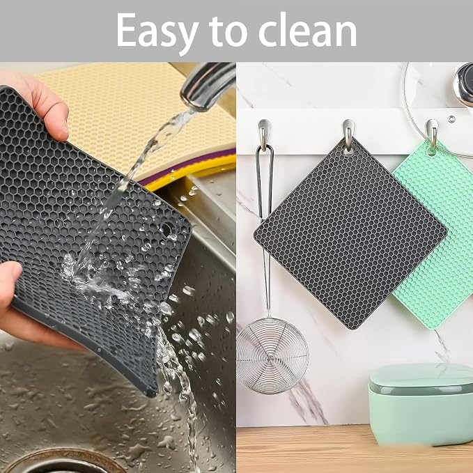 Silicone Trivet Mats Set of 6, Heat Resistant Non-Slip Food Grade | Multipurpose Hot Pads for Kitchen Use, Protects Countertops from Hot Pots, Dishes, Pan, Spoon Rest, Coaster
