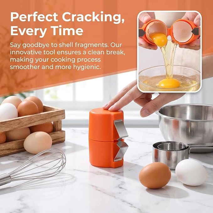 Stainless Steel Egg Shell Opener for Organic Pasture Raised Eggs, Egg Cracker Tool & Egg Separators, Multifunctional for Raw or Hard-Boiled Eggs, Kitchen Gadget for Cooking Baking (3 Pcs)