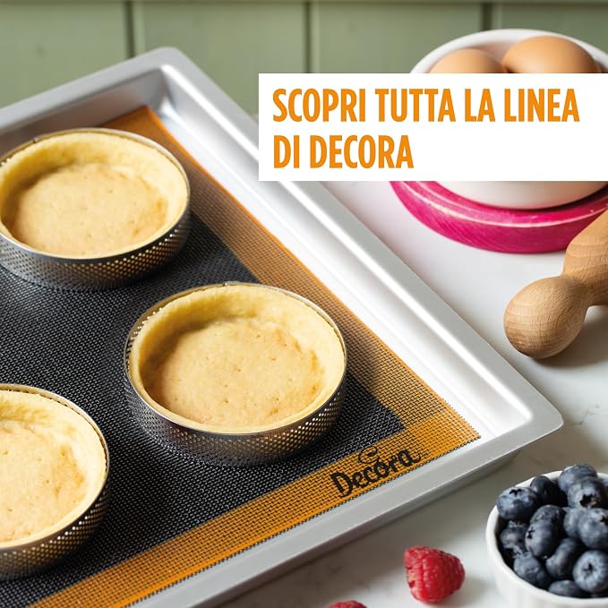 Decora, 9260256 Silicone Mat Microperforated Washable and Reusable Resistant to -40°C + 230°C Perfect for Baking Biscuits and Shortcrust Pastry Dimensions: 385 x 285 mm