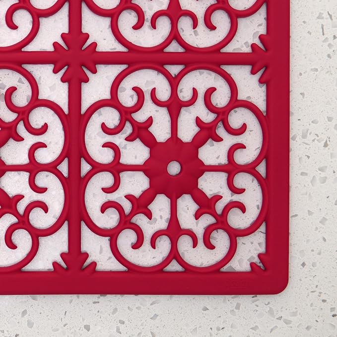 GASARÉ, Extra Large, Thick, Silicone Trivet for Hot Dishes, Pots, and Pans, Heat Resistant Mat for Countertop, Hot Pad for Kitchen, Easy to Clean, 21 x 12 x 3/8 Inches, Red