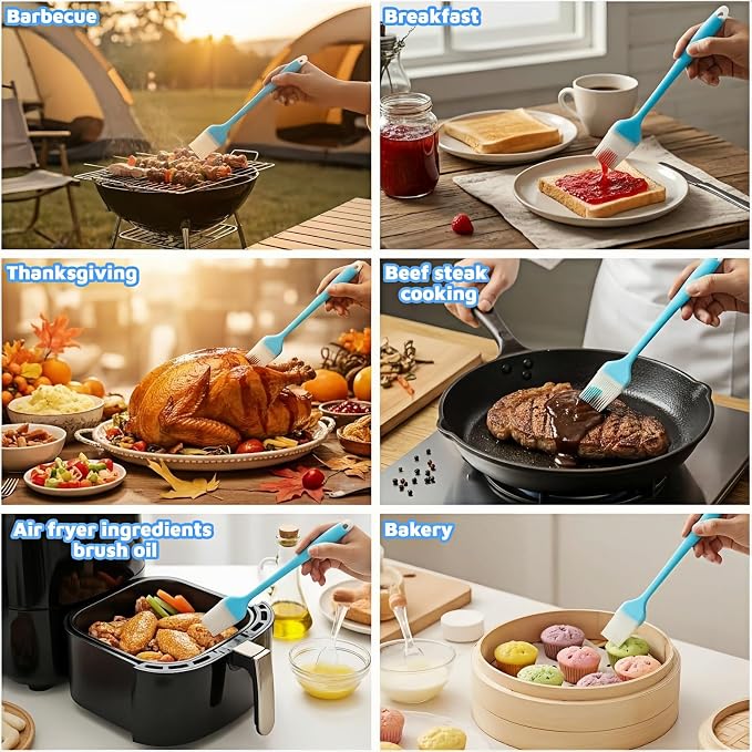 Silicone Basting Pastry Brush, 10.35 Inch, Blue, Food Grade, Heat Resistant -30°C to 230°C, No Bristle Loss, for Baking, BBQ, and Cooking