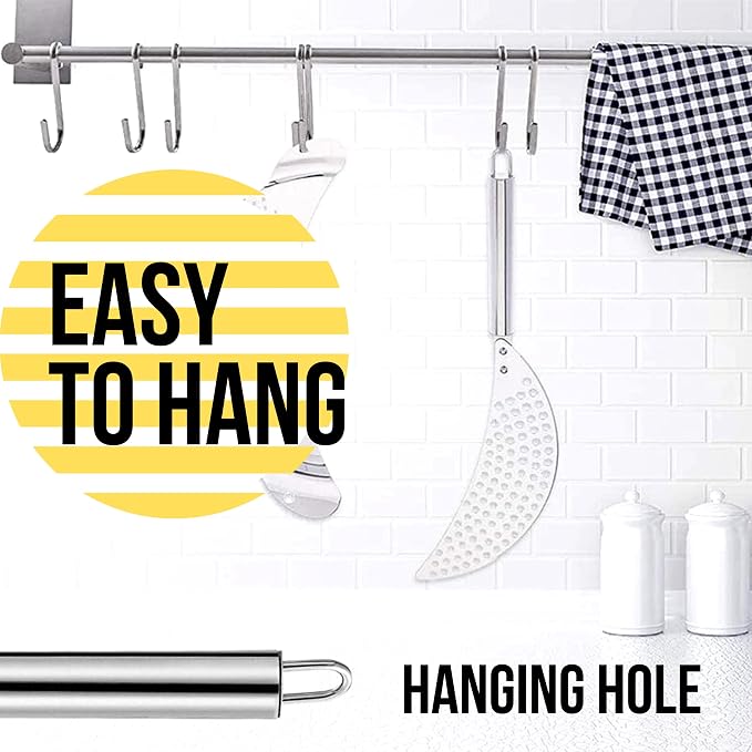 Held Crescent Drainer Pan Pot Strainer with Handle Stainless Steel Hand for Spaghetti Fry Noodles Fruit Vegetable Pasta Strainer Colander Heavy Duty Food Drainers