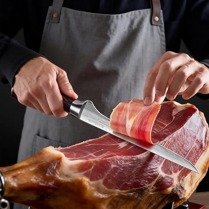 Carving Knife 10 Inch Ham Slicing Knife for Meat Cutting, Ultra Sharp Kitchen Knife High Carbon Stainless Steel Butcher Knife with Wooden Handle, Chinese Cleaver for Perfect Birthday Gifts
