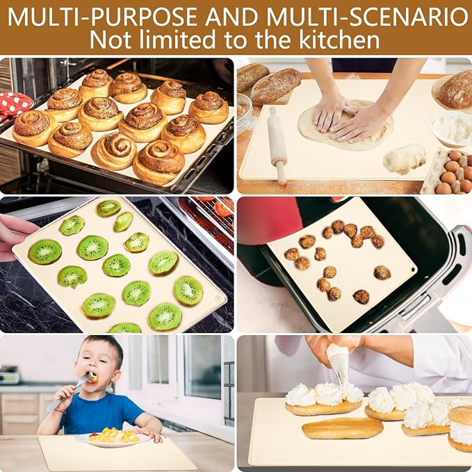 Silicone Pastry Mat 26" x 18"Extra Thick Silicone Baking Mat Pastry Mat with Measurements Non-stick Baking Mat for Rolling Out Dough,Bread,Pie,Cookies,Pizza,Fondant,Sourdough