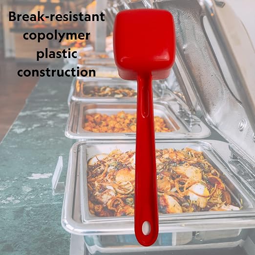 Rite-Size 10 oz. Solid Square Server Portion Utensil, Copolymer Plastic Heat Resistant Professional Cooking Tool, Red