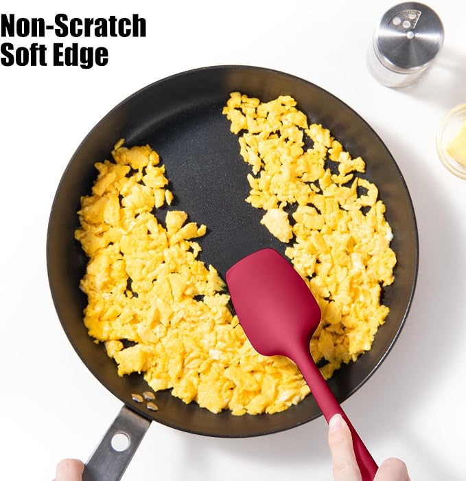 3-Piece Silicone Spatula Scrapers: Doosu 600°F Heat Resistant Food Grade Kitchen BPA Free Rubber Baking Cooking Tool Nonstick Utensil Set for Mixing, Scraping, Folding, Stirring, Serving (Multi-5)