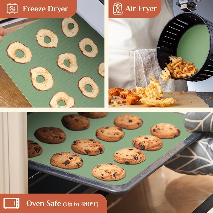 GTJ Silicone Baking Mat Roll, Reusable Baking Sheet Liners, 16 in x 10 ft | Free Cut to Size, Food-Grade, Non-Stick, Non-Slip, For Dough, Pastry, Air Fryer, Freeze Dryer, Oven Pan, Kitchen Counter