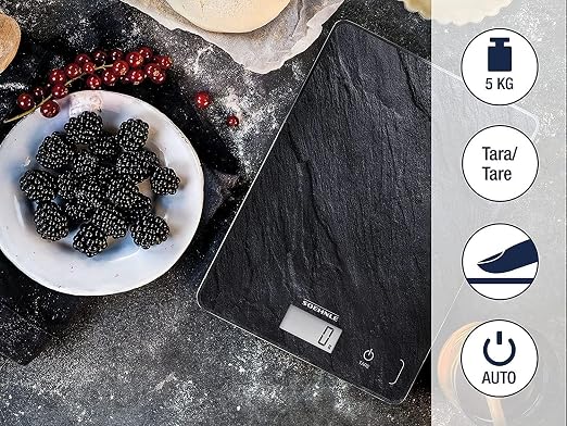 Soehnle Page Compact 300 Electronic Kitchen Scale, Food Scale with 5 kg Capacity and Easy-Read LCD Display in Metric or Imperial, Kitchen Scale for Cooking, Slate Design Surface