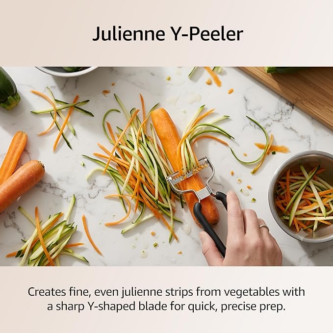 Lurch Germany Julienne Vegetable Y Peeler 5.1 x 2.3 Inches / 13 cm x 6 cm | Stainless Steel Cutter & Slicer for Carrot, Potato & Apple | Veggie Zoodles Maker | Non-slip Comfortable Handle - Black