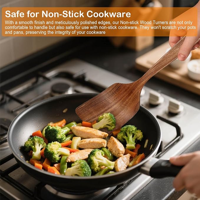 Wooden Spoons for Cooking, 4 Piece Teak Cooking Utensils Set | Natural Premium Teak, Large Kitchen Wooden Spoons, Cooking Gifts