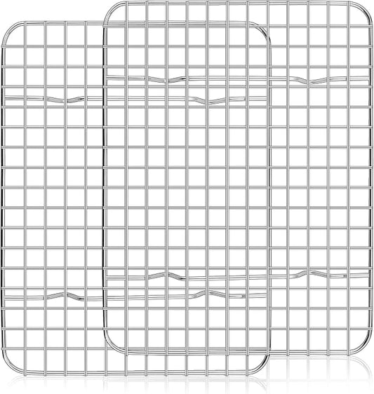 Homikit 8.7"x6.3" Stainless Steel Mini Cooling Rack Set Fit 9x7 Sheet Pan | 2 Pack Small Baking Bacon Racks, Wire Oven Rack for Cookie Bread Pizza, Metal Grilling Grids, Rust Free, Dishwasher Safe