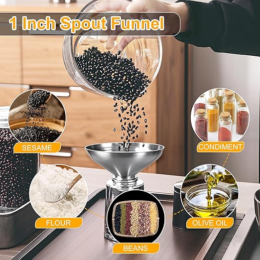 Kitchen Funnel, Stainless Steel funnels for Kitchen use Filling Bottles, one-piece Funnel is Seamless and can be Used to Transfer Oils, Spices, and Powder mixes, and is Easy to Clean