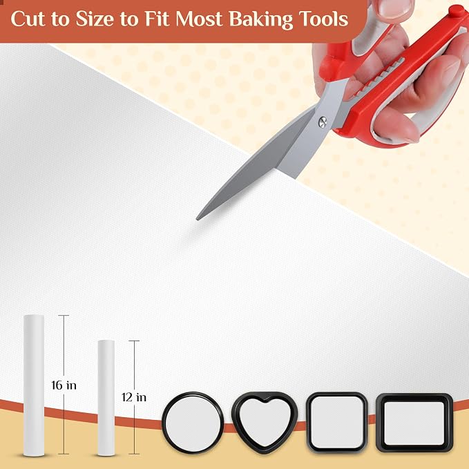 GTJ Silicone Baking Mat Roll, Reusable Baking Sheet Liners, 16 in x 10 ft | Free Cut to Size, Food-Grade, Non-Stick, Non-Slip, For Dough, Pastry, Air Fryer, Freeze Dryer, Oven Pan, Kitchen Counter