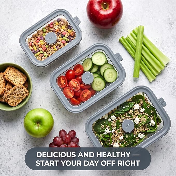 12 Pack Multi-Size Glass Food Storage Containers with Glass Lids | 4 × 33oz, 4 × 21oz, 4 × 13oz Glass Meal Prep Containers with 5 Small Sauce Jars for Microwave/Oven/Freezer/Dishwasher, Grey
