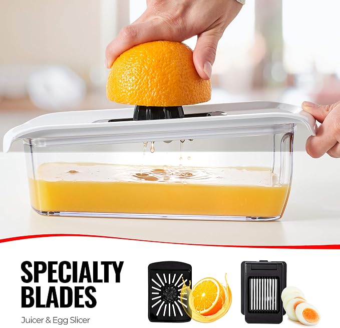 Fullstar Mandoline Slicer for Kitchen, Fruit Cutter, Cheese Grater, Cucumber Slicer, Veggie Spiralizer, Food Cutter & Kitchen Gadgets & Gifts with Safety Glove (11 in 1, White)