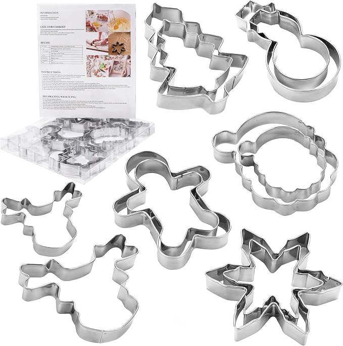 MrCookie 4" Large Christmas Cookie Cutters Set | Thickened Stainless Steel
