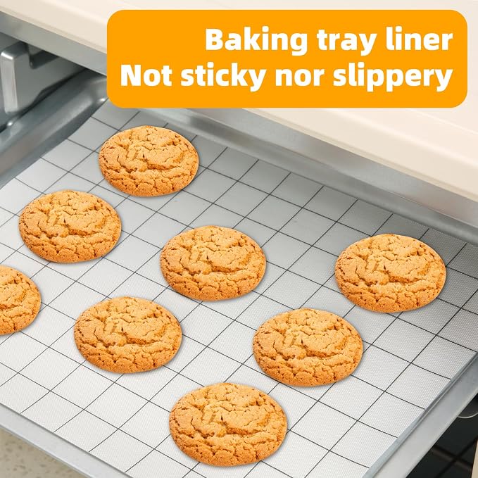Silicone Baking Mat Roll 16IN*5FT Free Cutting, Non-Slip Pastry Mat, Non-Stick Reusable Air Fryer Liner, Oven Liners, Freeze Dryer Mat, Easily Cut to Size Fit All Ovens Pans Tins Dishes