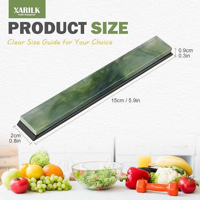 Premium Knife Sharpening Stones Set – 5000 Grit Black Stone, 8000 Grit White Natural Stone, 10000 Grit Green Natural Stone – Compatible with XARILK Sharpening Systems