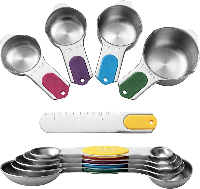 Spring Chef Magnetic Measuring Cups & Spoons Set of 10, Patented, Multicolor