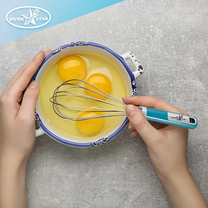 Stainless Steel Whisk 12 Inch Large Balloon, Turquoise | Heavy-Duty Hand Mixer, Ergonomic Handle, Food Grade Kitchen Tool for Eggs, Batter & Cream, Dishwasher Safe, For Baking