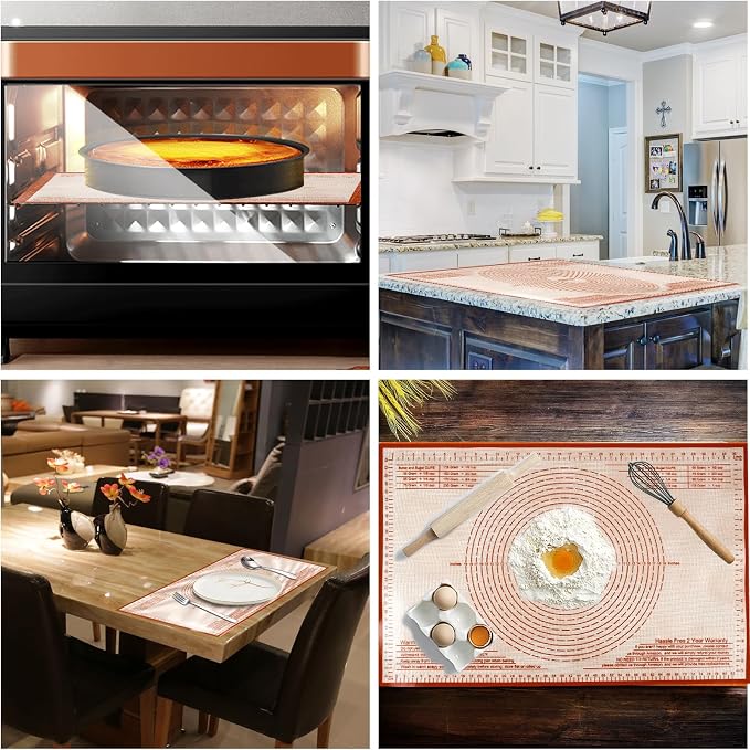 Silicone Pastry Mat 36X24 inch Baking Mat for Rolling Dough | Great Performance Kitchen Counter Mat, Perfect for Dough, Pastry, Pie Crust, Fondant, Bread, Pasta/Pizza,Pastry Board