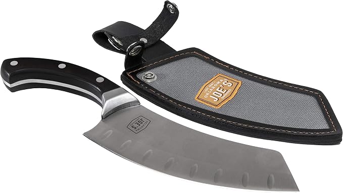 Oklahoma Joe's Blacksmith Cleaver & Chef Knife with Holster,Silver/Black