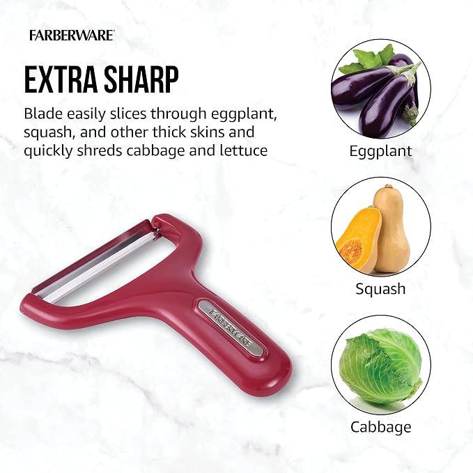 Farberware Pro Large Y-Peeler for Vegetables and Fruit, Stainless Steel Blade, Ambidextrous Grip, Dishwasher Safe - Ideal for Potatoes, Butternut Squash, Cabbage, and More