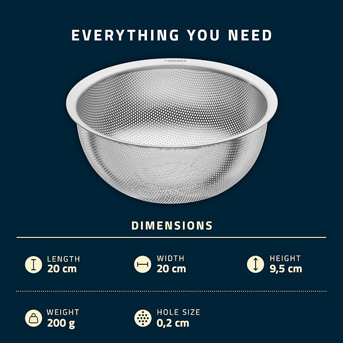 HENCKELS by ZWILLING 1033165 Trio Sieve 20, Stainless Steel, Silver
