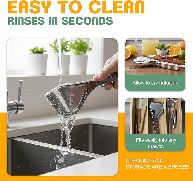 Heavy Duty Metal Lemon Squeezer, Manual Handheld Citrus Juicer | Solid weight food-grade manual press. Easy to clean. Ideal for fresh lime juice, small oranges and bar cocktails