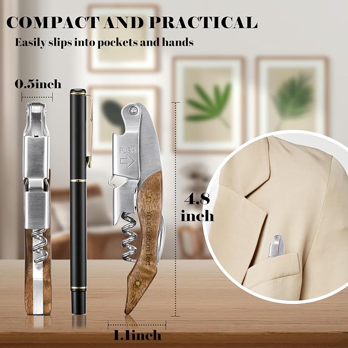 Fanery Sue Personalized Wine Opener - Custom Engraved Professional Corkscrews for Wine Bottles w/Foil Cutter and Cap Remover - Manual Wine Key