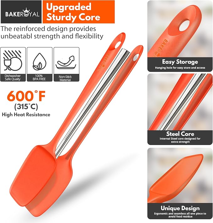 BakeRoyal Silicone Spatulas Set - Orange