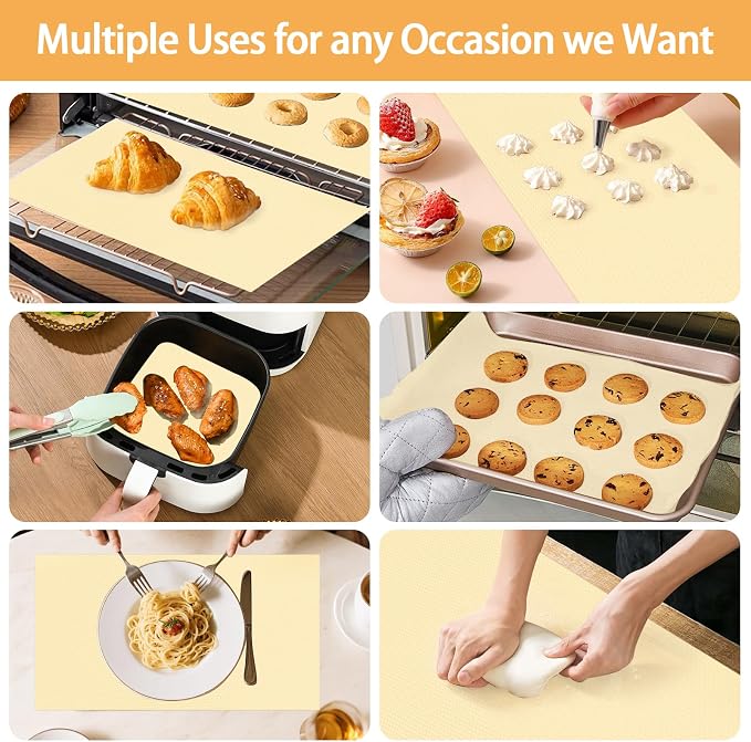 Silicone Baking Mat Roll, 12 IN x 6 FT, Non-Stick, Reusable, Heat-Resistant Baking Sheet for Oven, Air Fryer, Pastry, Dough, Bread, Non-Slip Kitchen Counter Mat