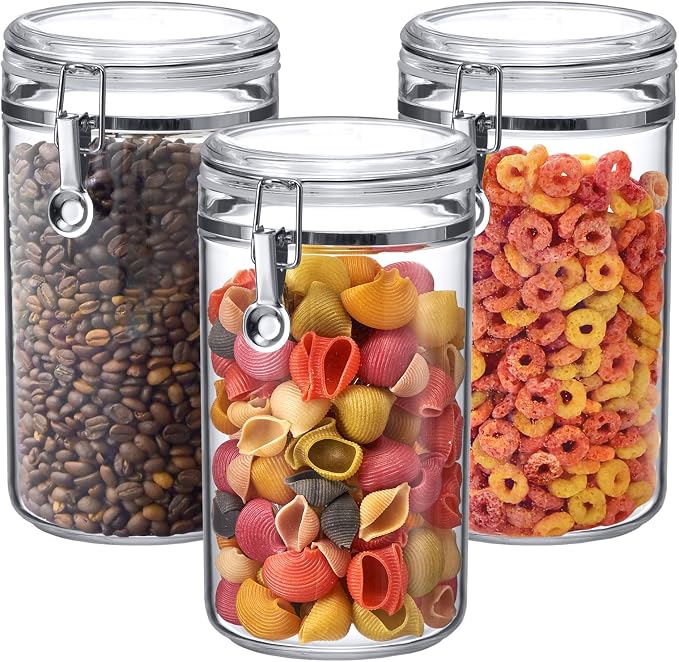 Cathy - 70-Ounce Plastic Canister (Set of 3), Plastic Airtight Food Container, Stackable for Pantry Storage, BPA-Free and Shatter-Proof, Perfect for Home and Commercial Use