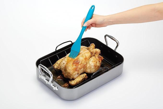 Colourworks KitchenCraft Silicone Basting/Pastry Brush, Blue, 26 cm