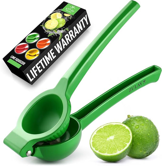 Zulay Metal Lime Squeezer – Heavy-Duty Citrus Juicer for Maximum Juice Extraction – Easy Manual Press for Limes & Lemons – Durable & Ergonomic Hand Juicer - Green