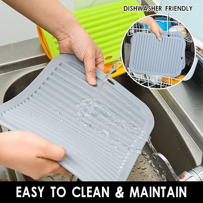 Silicone Trivets for Hot Dishes, Pots and Pans, Hot Pads for Kitchen Counter, Silicone Pot Holders Mats, Heat Resistant Mat for Quartz Countertops, Multi Use Table Trivet Mat Set 2 Blue