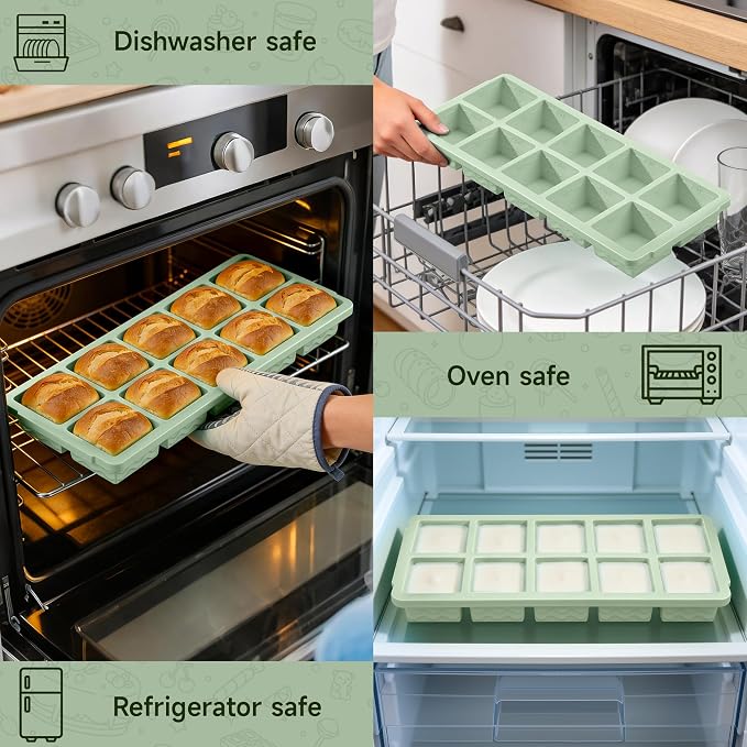 Ice Cube Tray with Lid – 3 Pack 2 Tbsp Ice Trays for Freezer, Stackable, BPA-Free, Easy Release Large Ice Cube Molds for Chocolate, Cocktails, Iced Coffee, Whiskey & Juice (10-cube,starlight)