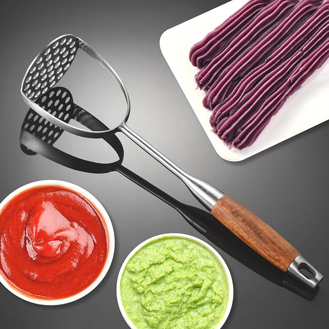 Potatoe Masher Stainless Steel - Heavy Duty Potato Mashed, Professional Integrated Masher for Avocado, Potatoes, Beans, Meat, Vegetables
